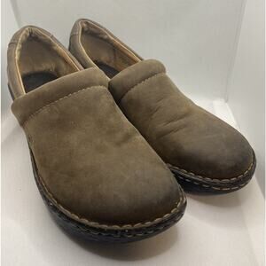 BOC Born Women's Brown Leather Wedge Clogs Size 10 Slip-on shoes W91011